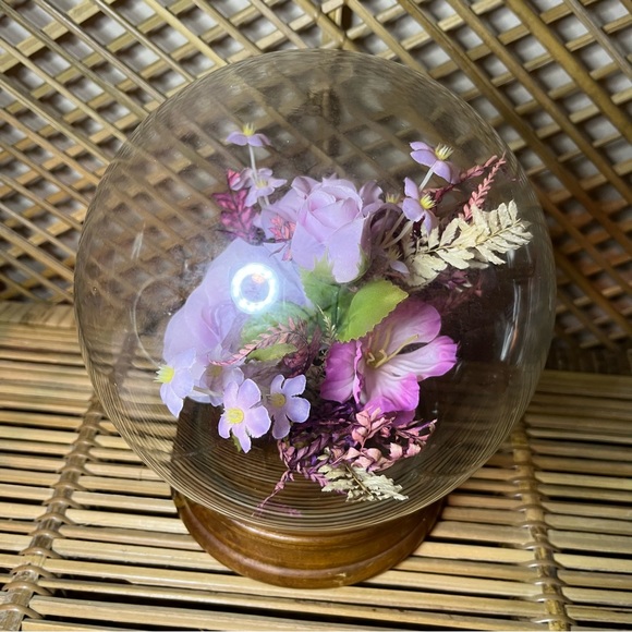 Vintage Mid Century modern Faux Flower globe Crystal Ball Display - Picture 6 of 8